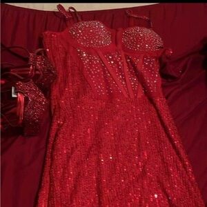 Red dress and red heels